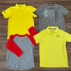 Under Armour + Adidas Boys Medium Shirt Bundle - Heat Gear, Polo, T-shirt combo